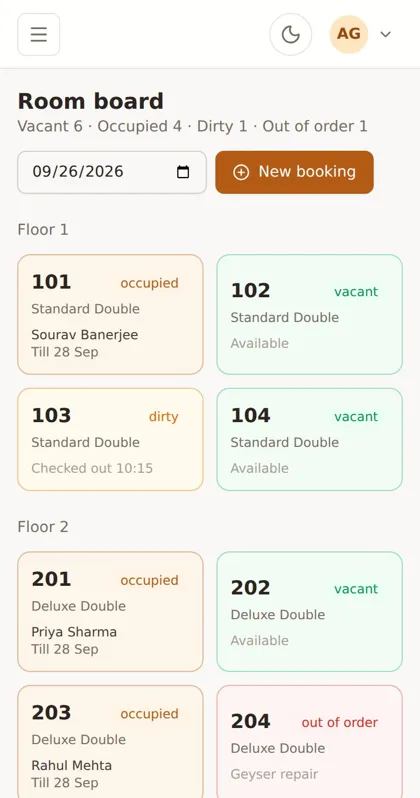 AponStay room board on a mobile phone